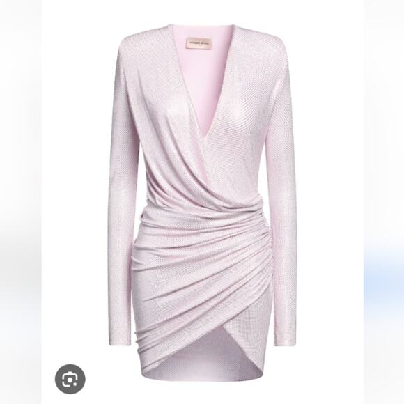 Alexandre Vauthier Baby Pink Crystal Draped Mini Dress Size 36 (US 4)